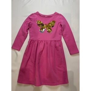 Carter's Kid Dress Kids Size 8‎ Pink Sequin Butterfly Long Sleeve Fleece